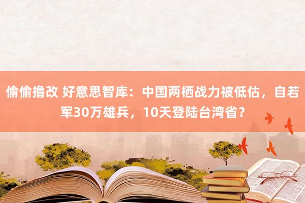 偷偷撸改 好意思智库：中国两栖战力被低估，自若军30万雄兵，10天登陆台湾省？
