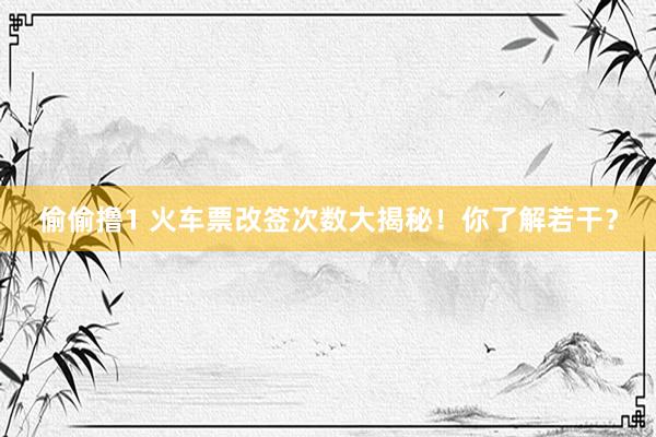 偷偷撸1 火车票改签次数大揭秘！你了解若干？